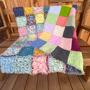 Cottage Core Vintage Floral Farmhouse  Rag Quilt  50x50