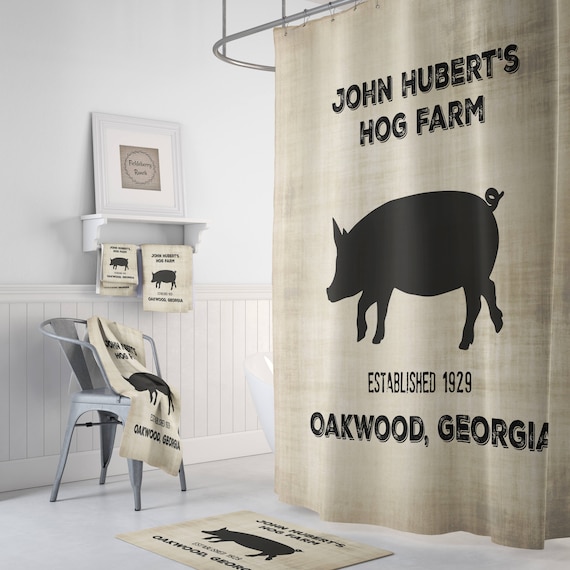 Personalized Pig Hog Farm Farmhouse Shower Curtain Rustic Etsy