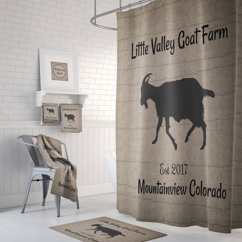 Farmhouse Shower Curtain Goat Farm Primitive Grunge Etsy