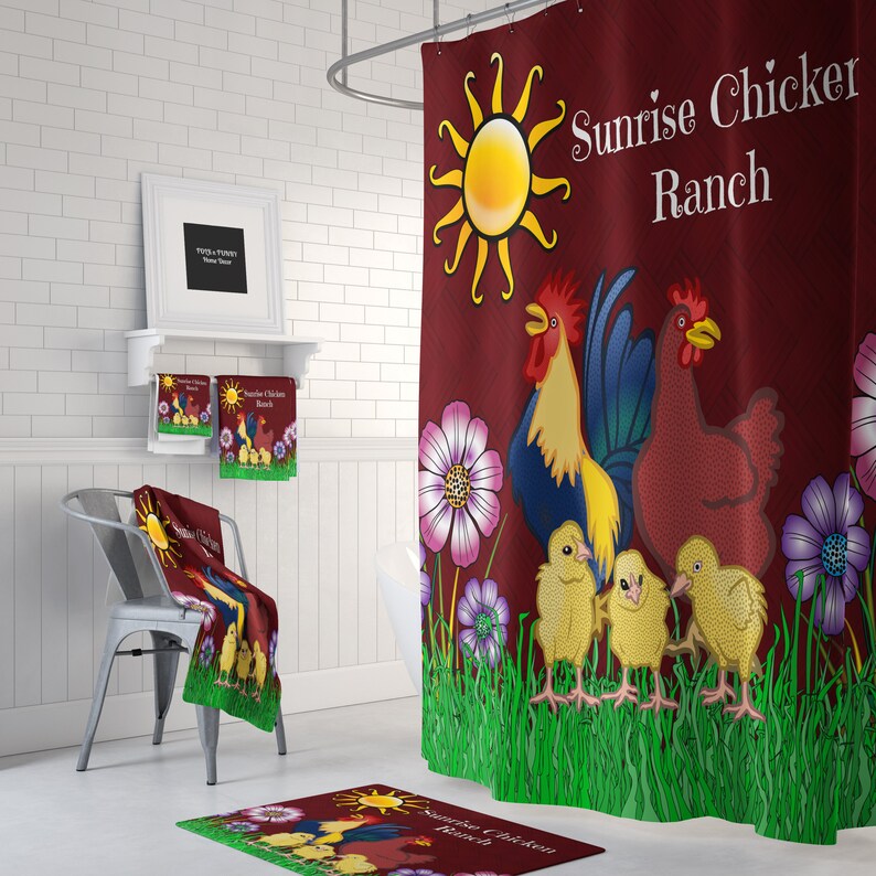 Rooster Chicken Personalized Farm Shower Curtain Farmhouse Etsy