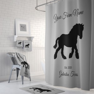 Draft Horse Shower Curtain, Bath Mat, Bath Towels, Personalized
