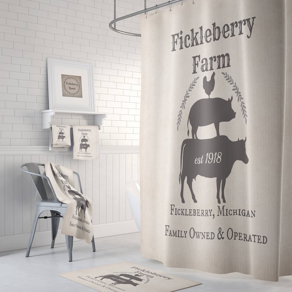 Fickleberry Farm Shower Curtain Rustic Primitive Bath Mat Etsy