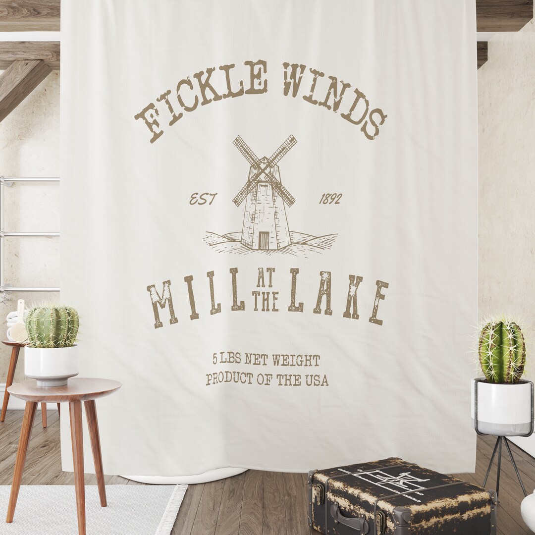 Old Windmill Shower Curtain Rustic Farmhouse Etsy