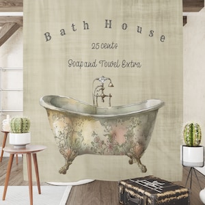 Farmhouse Bath House Shower Curtain Shabby Vintage Farm Decor