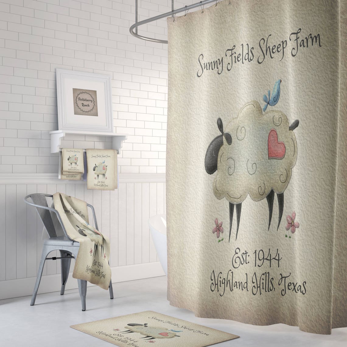 Sheep Shower Curtain Country Decor Custom Personalized Bath Etsy