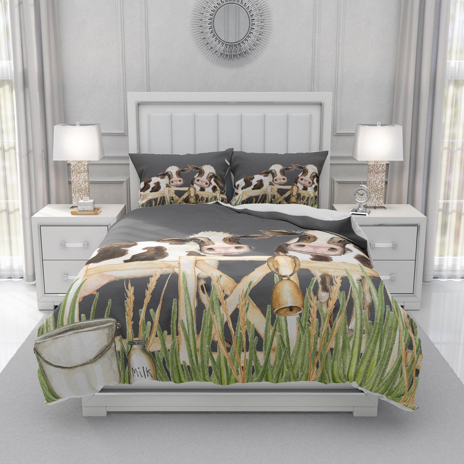 Farmhouse Cow Bedding Set Cow Comforter Farmhouse Duvet Etsy