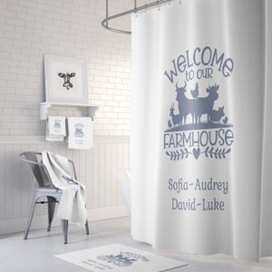 Personalized Shower Curtain or Bathroom Set Farmhouse Decor