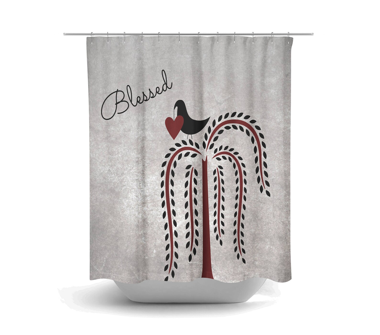 Blessed Shower Curtain Bath Mat Bath Towels Folk Art Tree Etsy