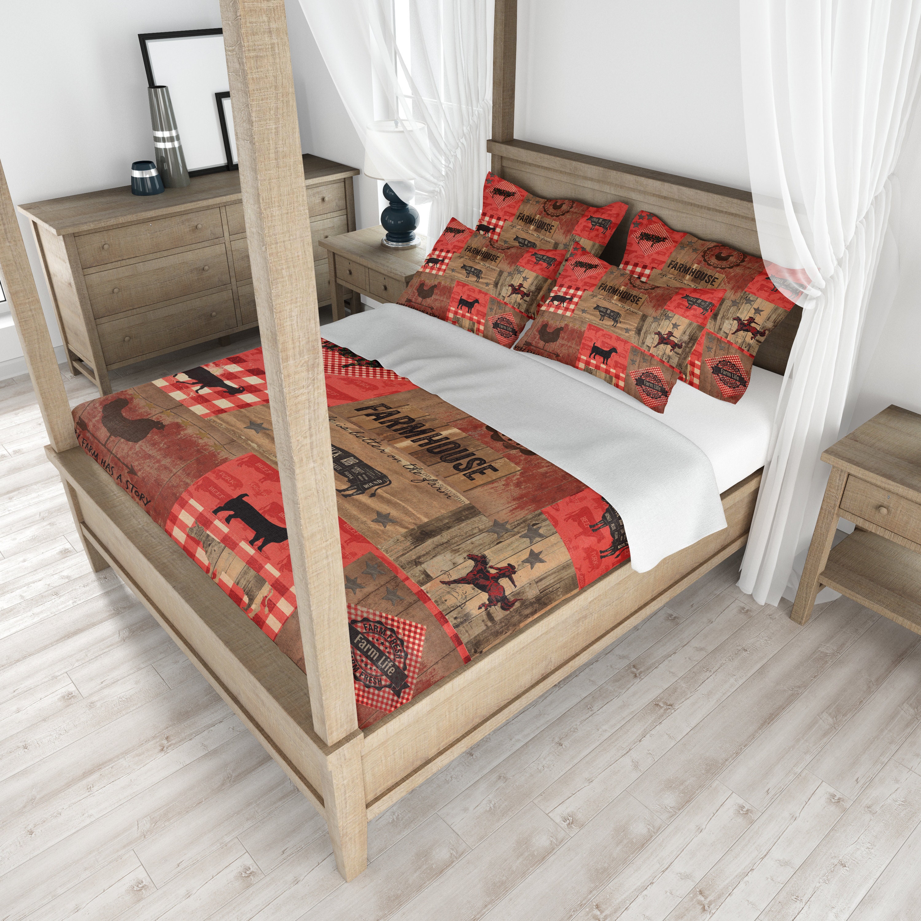 Rustic Farmhouse Bedding Set - Etsy