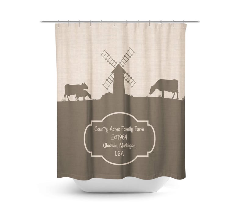 Farmhouse Chic Dairy Farm Shower Curtain Beige Brown Custom Etsy
