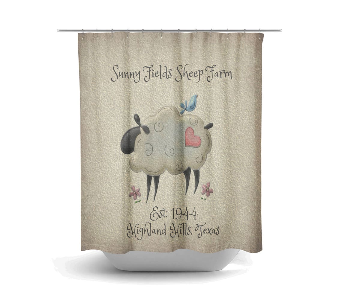 Sheep Shower Curtain Country Decor Custom Personalized Bath Etsy