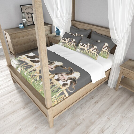 Farmhouse Cow Bedding Set Cow Comforter Farmhouse Duvet Etsy
