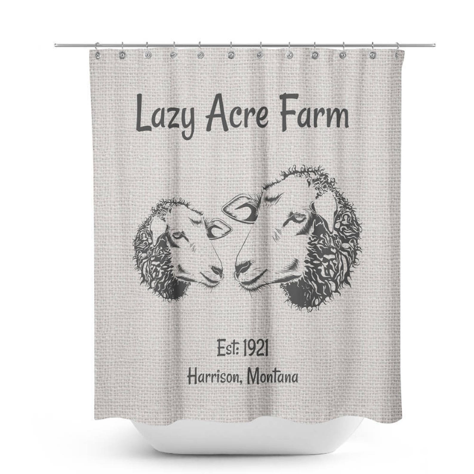 Farmhouse Chic Sheep Lamb Shower Curtain Custom Etsy