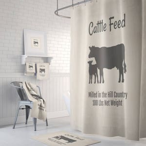 Farmhouse Shower Curtain, Rustic Country Bathroom Decor