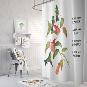 Hummingbird Shower Curtain Word Art Optional Bathroom Set