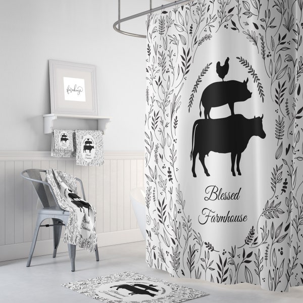 Black and White Shower Curtain Etsy