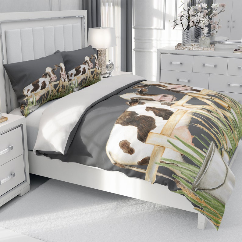 Farmhouse Cow Bedding Set Cow Comforter Farmhouse Duvet Etsy