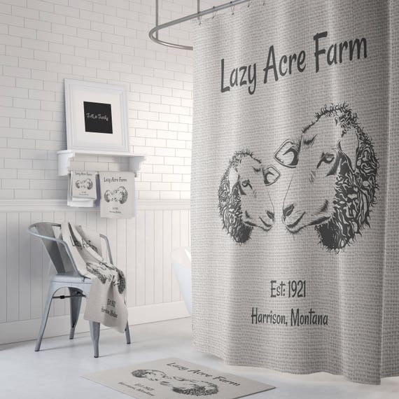 Ferme Chic mouton agneau rideau de douche, sur mesure personnalisé ... Ferme Chic mouton agneau rideau de douche, sur mesure personnalisé ...
