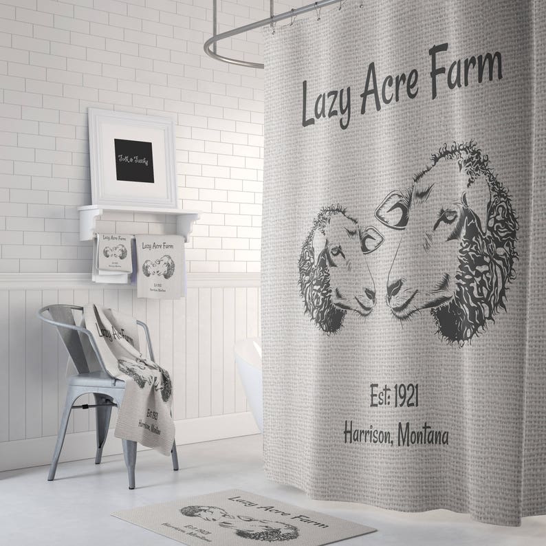 Farmhouse Chic Sheep Lamb Shower Curtain Custom Personalized Etsy