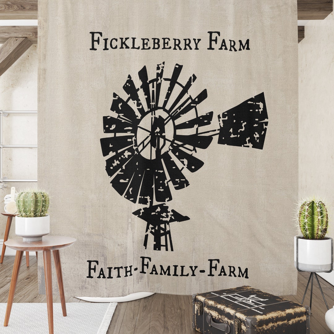 Grunge Windmill Shower Curtain Rustic Farmhouse Personalized Etsy