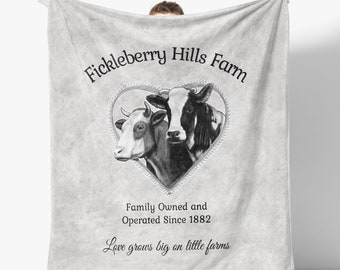 Personalized Cow Blanket Farmhouse Theme