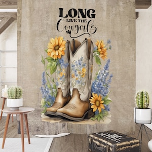 Western Charm Cowboy Boots Cowgirl Themed Shower Curtain with Set Options