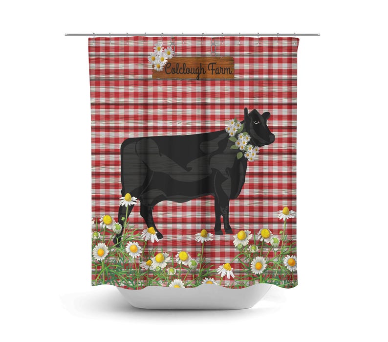 Personalized Farm Shower Curtain Farmhouse Chic Vintage Red Etsy