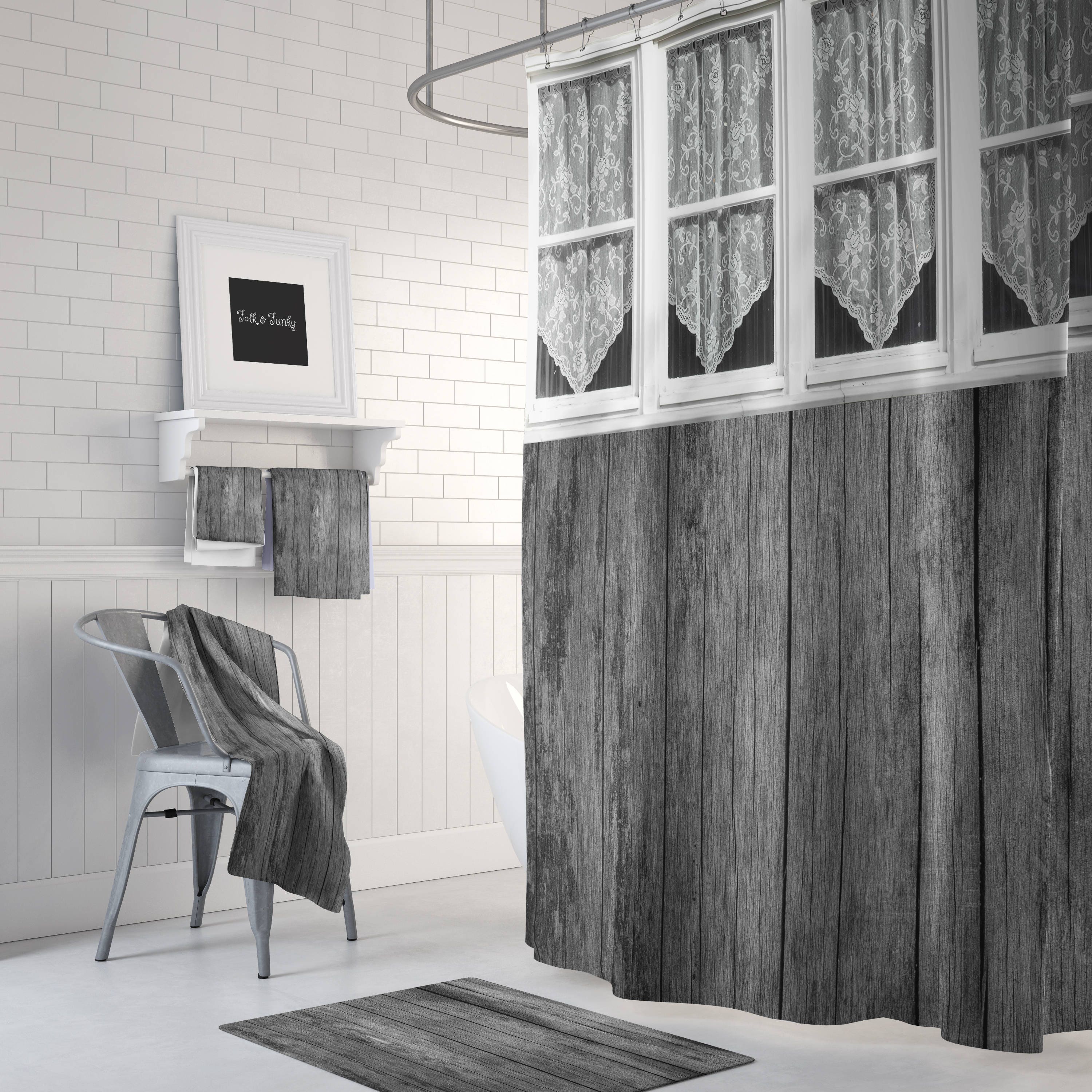 Farmhouse Chic Shower Curtain Rustic Primitive Old Wood Etsy