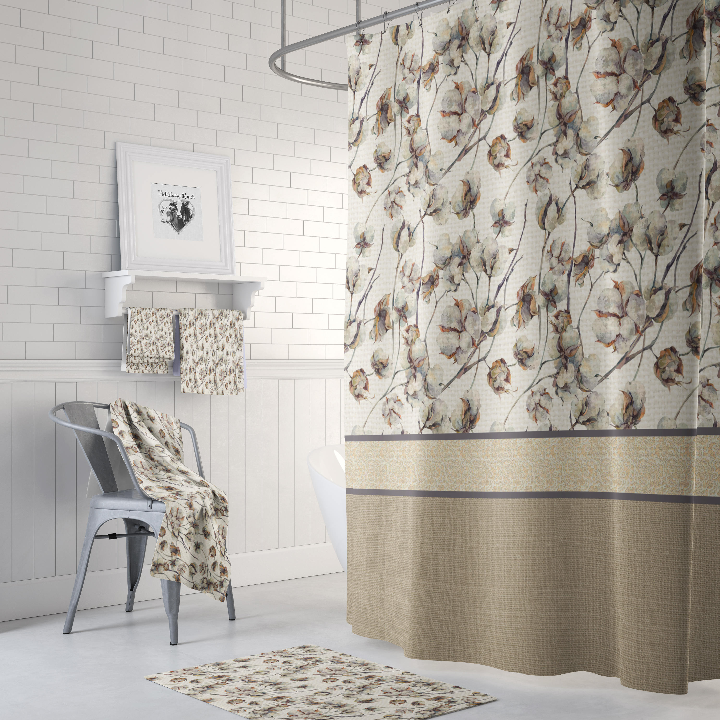 Cotton Wool Texture Shower Curtain Bathroom Waterproof Home Decor