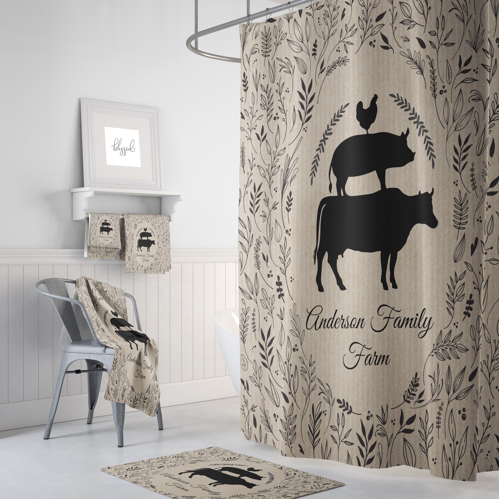 Personalized Farmhouse Shower Curtain Rustic Country Custom Etsy