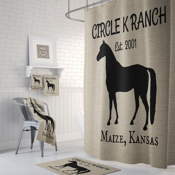 Custom Quarter Horse Shower Curtain, Bath Mat, Bath Towels, Personalized Name , Farmhouse Decor, Horse Ranch