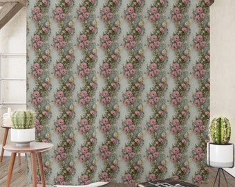 Vintage Floral Pattern Shower Curtain Farmhouse Theme