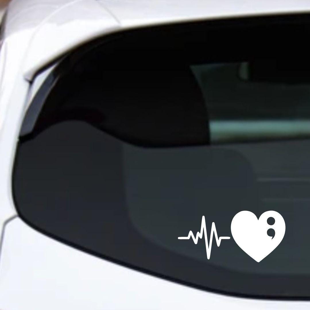 Heartbeat Semicolon Vinyl Decal: Mental Health Awareness Sticker - Etsy