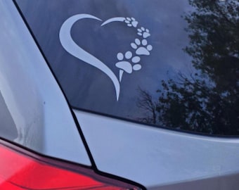 Heart Paw Print Vinyl Decal: Pet Lover Gift