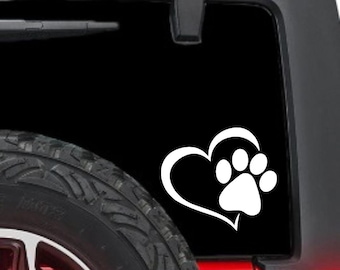 Heart Paw Print Vinyl Decal: Cat Lover Gift