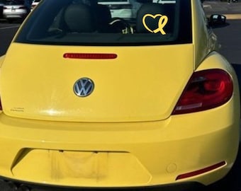 Cancer Awareness Heart Ribbon Vinyl Car Decal: Survivor Support