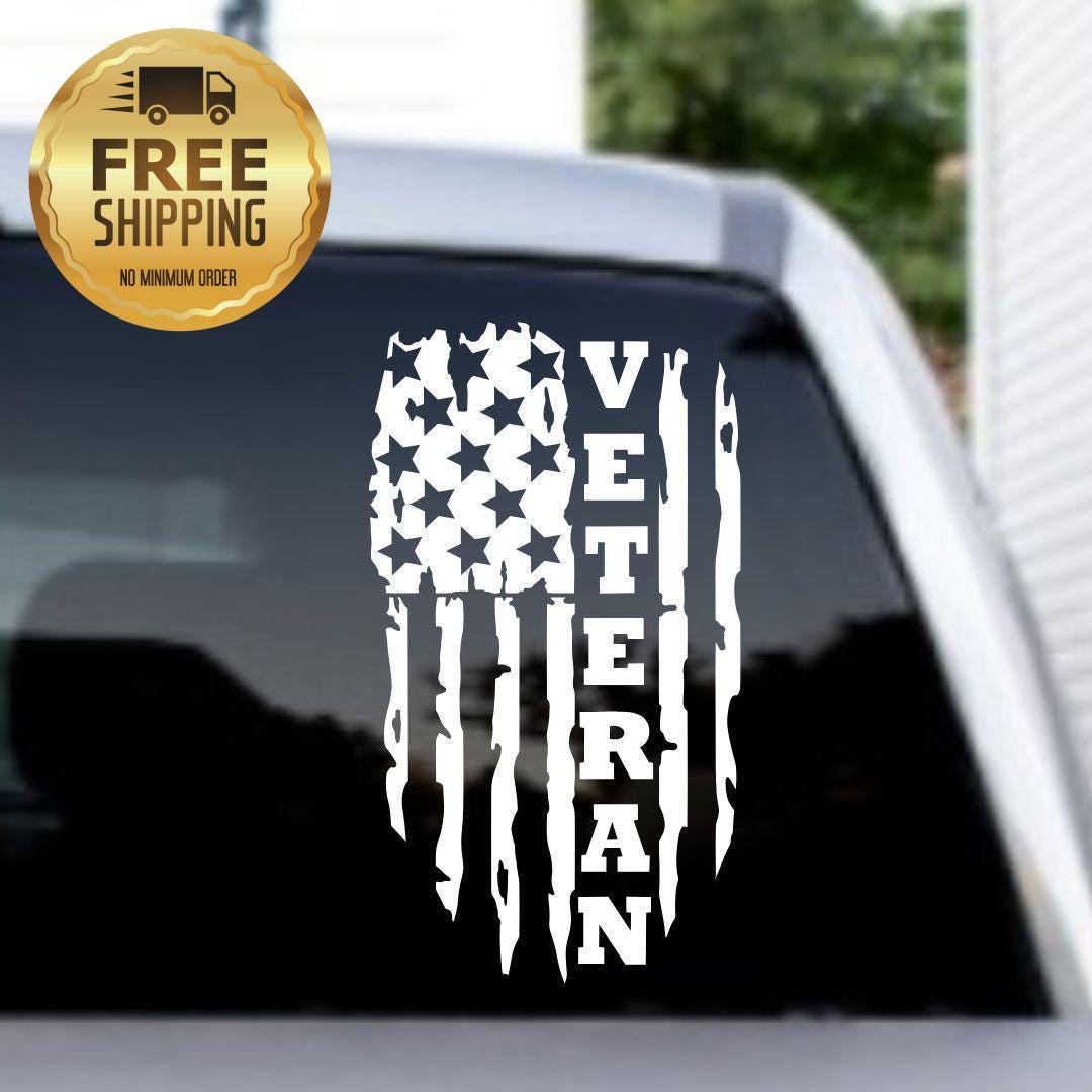 American Flag Veteran Vinyl Car Decal: Patriotic Military Sticker