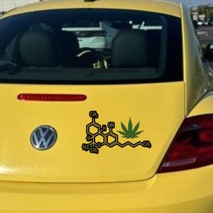 THC Molecule Vinyl Decal – Cannabis Compound Sticker for Car, Laptop