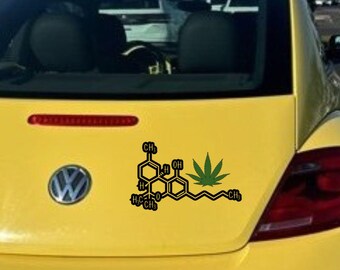 THC Molecule Vinyl Decal – Cannabis Compound Sticker for Car, Laptop