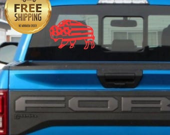 American Flag Buffalo Vinyl Decal: Patriotic Car Truck Window Sticker