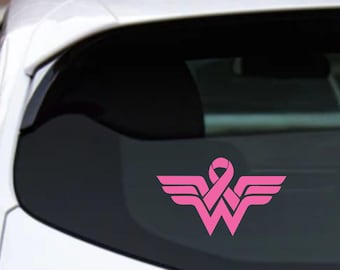 Breast Cancer Awareness Decal: Superhero Vinyl Sticker for Car, Laptop, Window