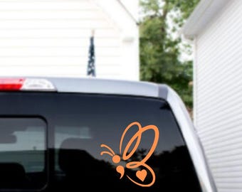 Butterfly Semicolon Vinyl Decal: Mental Health Awareness Sticker