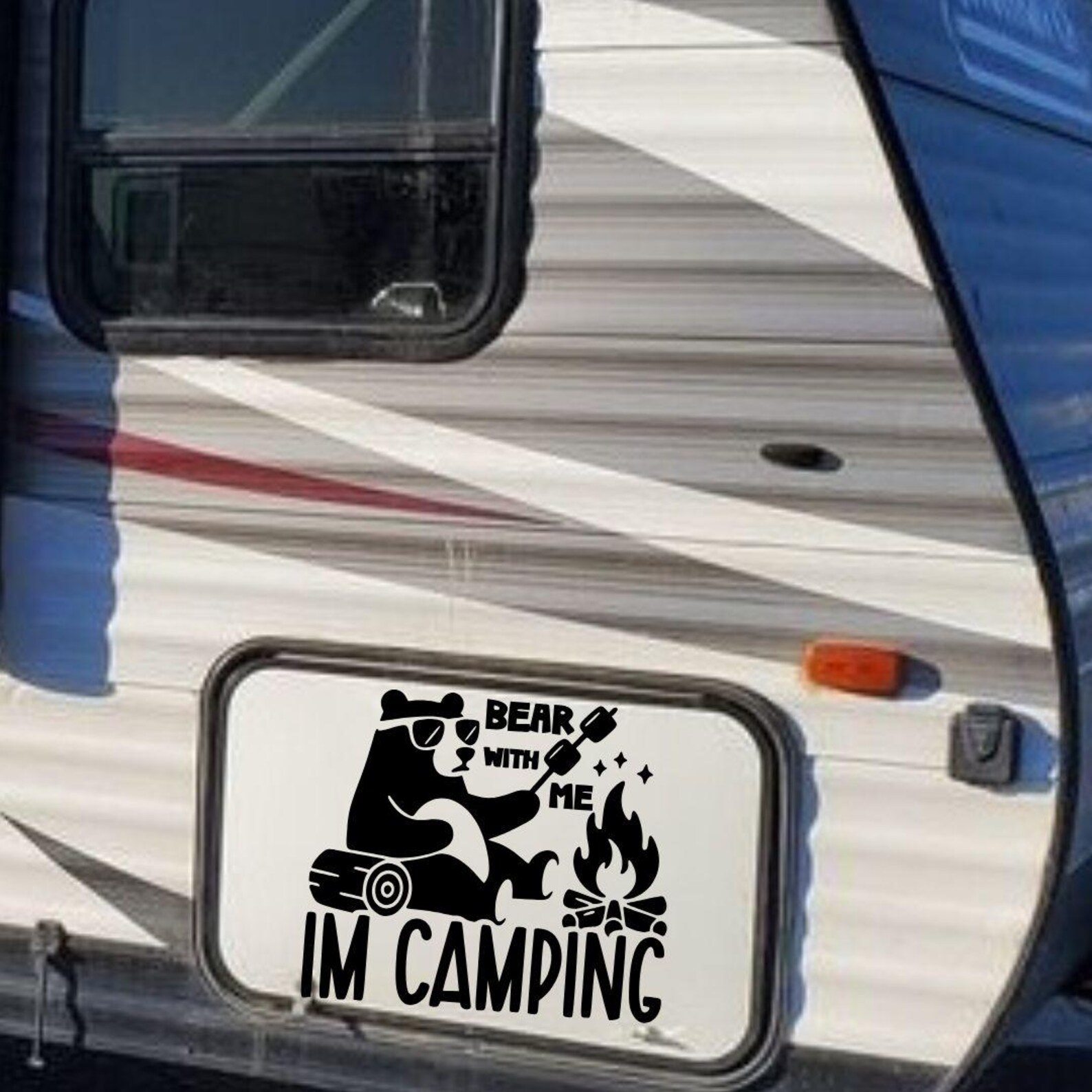 Funny Camping Bear Vinyl Decal: RV Camper Car Cooler Sticker - Etsy