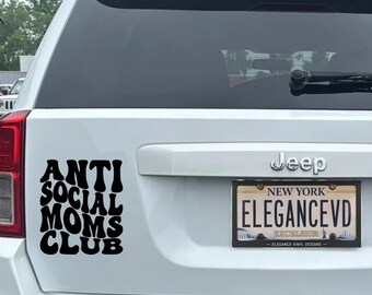 Anti Social Moms Club Vinyl Decal – Retro Groovy Introvert Mom Car Sticker