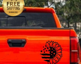 Patriotic Sunflower Vinyl Decal: American Flag USA Pride Sticker