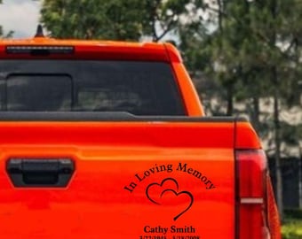 Personalized In Loving Memory Vinyl Decal: Memorial Car Sticker