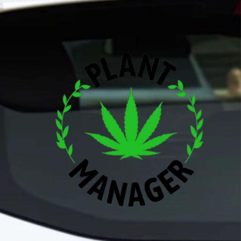 Plant Manager Vinyl Decal – Funny Weed Laptop Sticker image 2