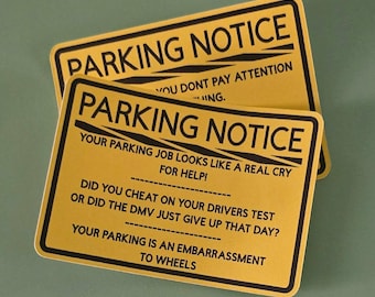 Savage Parking Notice Cards: Funny Car Roast Prank (10 Pack)