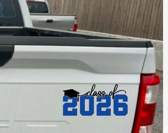 Class of 2026 Graduation Cap Decal, Custom School Color Vinyl Sticker