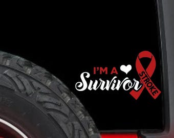 Stroke Survivor Decal | Red Awareness Ribbon Car Window Vinyl